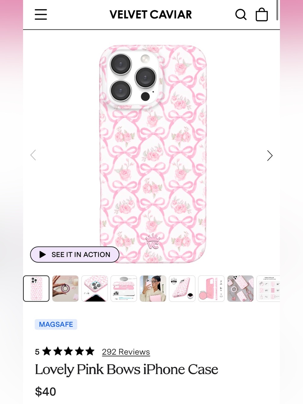 Velvet Caviar Lovely Pink Bows iPhone 16 Pro Max Case & MagSafe Ring